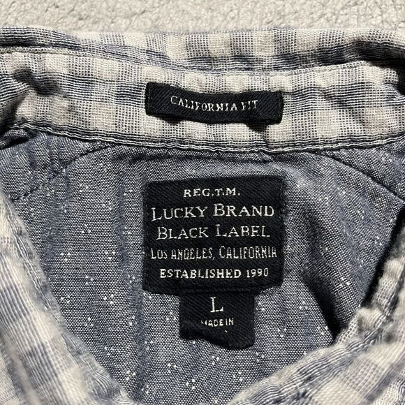 Lucky Brand Flannel Shirt Mens Large Plaid Snap Lightweight Biker Grunge Skate - Picture 6 of 9